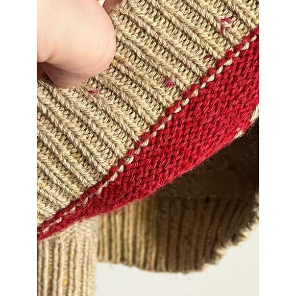 Retro Patchwork Knit Sweater M Red Colorful Festive Holiday Chic Western 80s - Picture 8 of 12